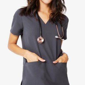Figs Charcoal Casma Three Pocket Scrub Top